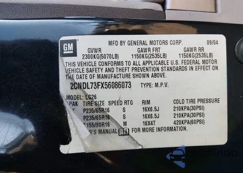 2005 Chevrolet Equinox Lt z USA, uszkodzony, nr VIN 2CNDL73FX56086073